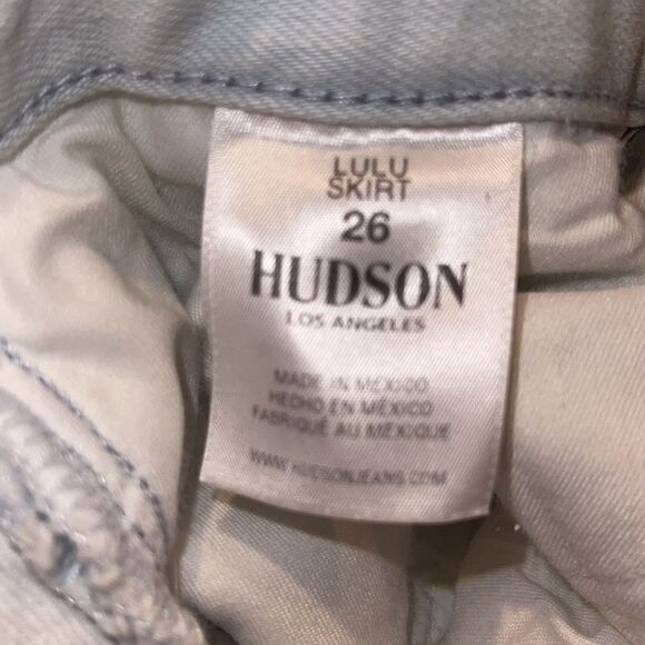 Hudson Jeans Skirt Lulu Pencil Light Blue Wash Frayed Denim Skirt Sz 26 - Picture 8 of 11